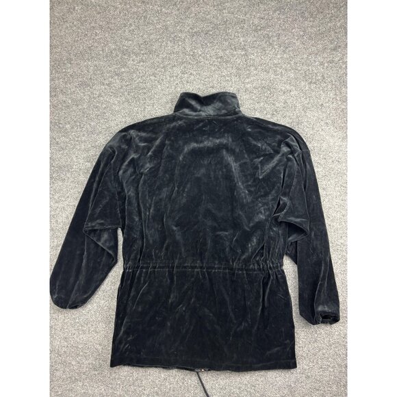 Victoria's Secret Womens M Black Velour Full Zip Mock Neck Drawstring - Picture 7 of 7